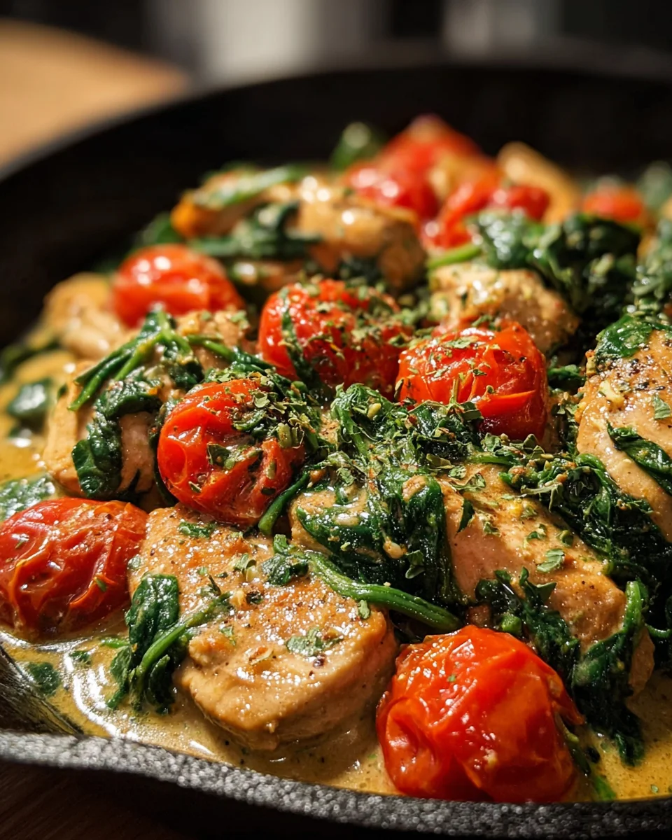 Keto Hähnchen-Spinat-Tomaten-Pfanne image 2