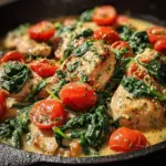 Keto Hähnchen-Spinat-Tomaten-Pfanne