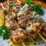 Knoblauch Parmesan Hähnchenspieße einfache Grillidee