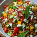 Orientalischer Rote Linsensalat mit Feta – Gesund & Lecker!