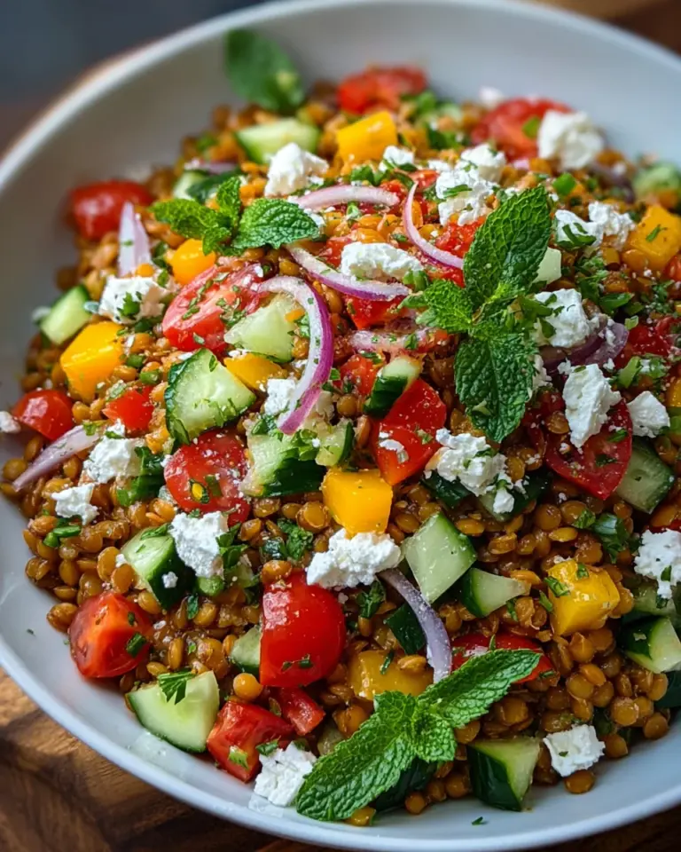 Orientalischer Rote Linsensalat mit Feta – Gesund & Lecker!