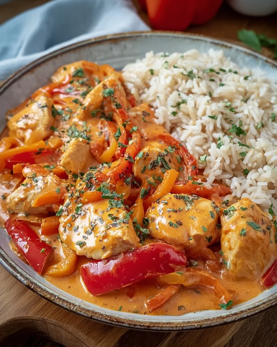 Paprika Sahne Hähnchen mit Reis image 2