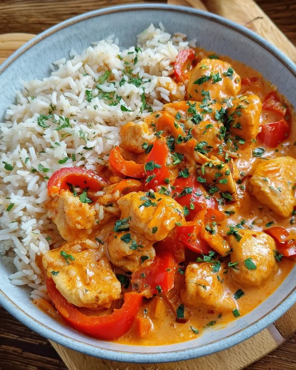 Paprika Sahne Hähnchen mit Reis image 2