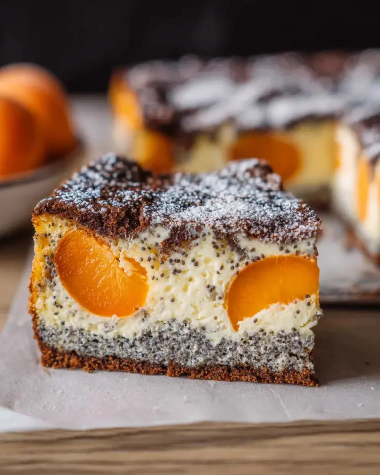Saftiger Landfrauen Aprikosenkuchen mit Mohn und Quark