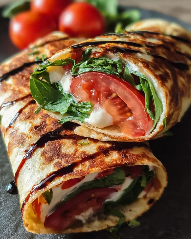 Vegetarischer Wrap mit Tomate und Mozzarella