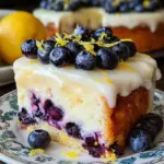 Zitronen-Blaubeer-Kuchen mit Cheesecake-Topping