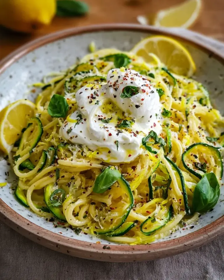 Zitronen Zucchini Pasta mit Burrata